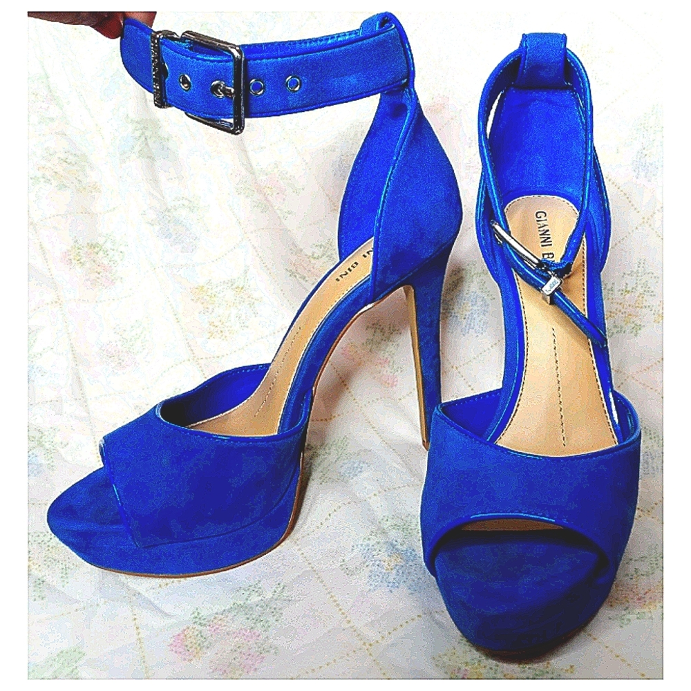 Gianni Bini Platform Peep-toe Stillettos in Blue